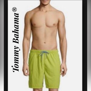 🏊‍♀️ RELAX TOMMY BAHAMA Men's Nylon Swim Shorts - Size Large kiwi color EUC